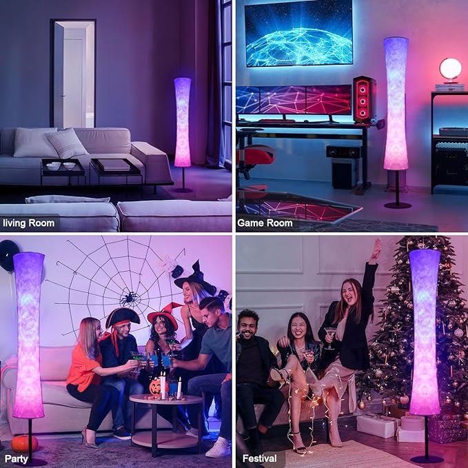 AKT LIGHTING 59''Smart LED Floor Lamp, RGB Mood Lamp, Corner Floor Lamp with Music Sync, Color Changing, APP and Remote Control, Standing Lamp for Bedroom Living Room