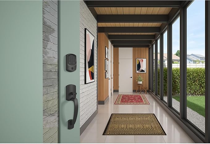 Schlage Encode Smart Wi-Fi Deadbolt Lock with Touchscreen Keypad, Keyless Front Door Entry, App Control, Alexa, Google Home and Airbnb Compatible, Matte Black, BE489WB GRW 622