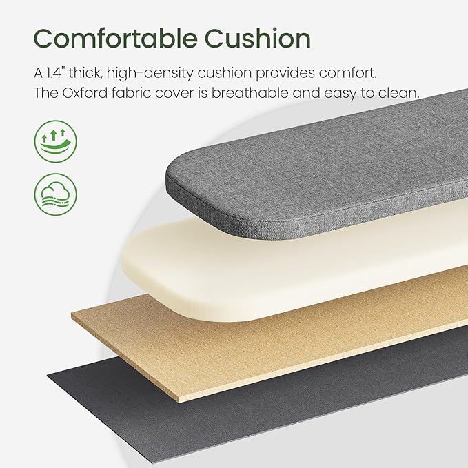 Shoe Storage Bench, Entryway Bench with Storage, Shoe Bench with Cushion and Sliding Door, Fluted Storage Bench, Entry Bench for Entryway, Hallway, Living Room, Bedroom, Black and Gray MHX02BB