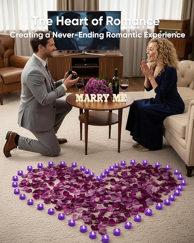 Amagic 30 Pcs Purple Flickering Flameless Tea Lights Battery Operated, 200+ Hours Long Lasting Colored Candles for Wedding, Table Centerpiece, Home Decor, Party, Halloween, Christmas, Proposal