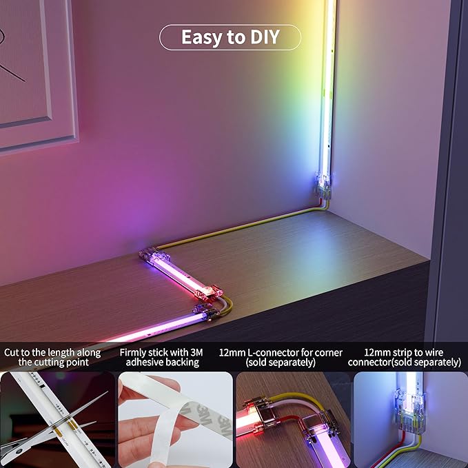 MIWISE RGB Smart IC COB LED Strip Light,32.8ft Color Chasing Flexible LED Tape Light,WS2811 Addressable RGB Strip with APP Control/Music Mode,Work with Alexa/Google,for Home DIY Lighting Projects