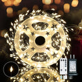 Dailyart Plug in 500 Led Fairy Lights with Remote 42Ft Fairy Lights with Timer Waterproof for Bedroom Wreath Party Window Wedding Decoration Warm White Black Wire
