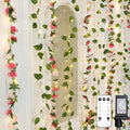 suddus 300 LED Artificial Flower Garland Pothos Vines Curtain Lights, Rose Vines Fairy Lights for Bedroom, Hanging String Lights for Wall, Room, Dorm, Wedding, Party, Indoor Decor 6.56ft x 6.56ft