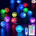 Globe String Lights for Bedroom,Crystal Crackle Small Ball Lights for Classroom,17 Vibrant Color 10FT 30 LED USB Operated with Remote Fairy Light for Indoor,Outdoor,Wedding,Christmas,Party,RGB