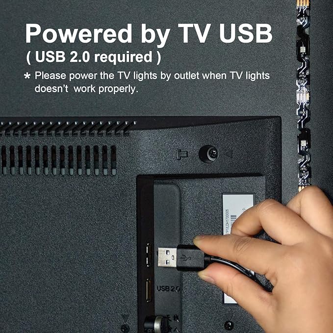 HAMLITE USB TV Bias Lighting 6500K True White for 50-55inch TV, 11.5ft LED Lighting fixtures for Indoor and Outdoor Lighting Applications Covers 4 Sides of 50-55 Inch TV, TV Light with RF Remote