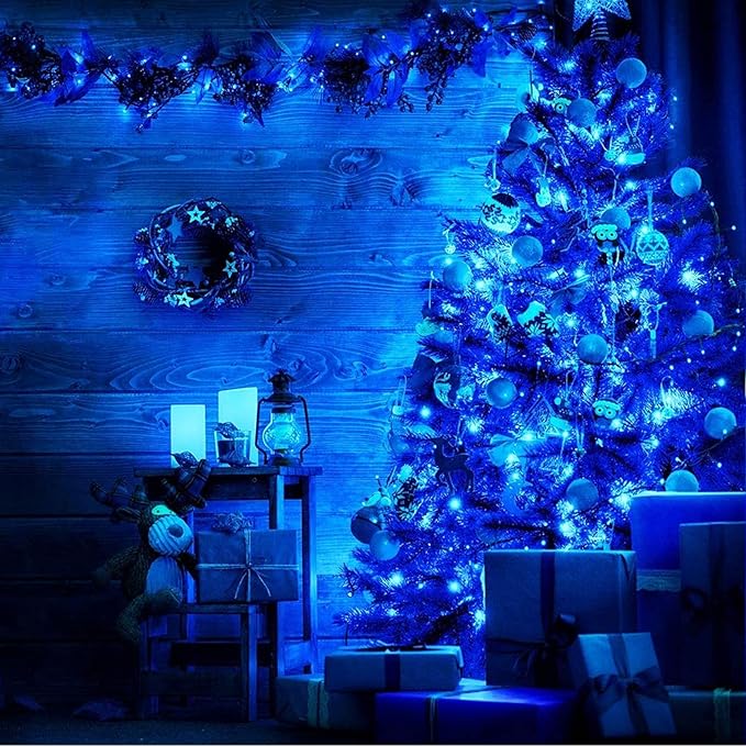 RUICHEN 20 Ft 120 LED USB Fairy String Lights with On/Off Switch, Waterproof Copper Wire Lights for Bedroom Wall Ceiling Wreath Crafts Christmas Easter Wedding Party, Blue