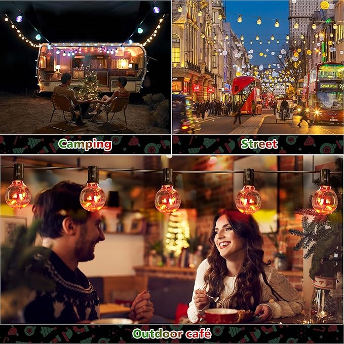 30FT LED Outdoor String Lights, G40 Globe Patio Lights with 24 Colors Color Changing and 128 Modes, Dimmable Waterproof Connectable Outdoor Light for Outside Backyard Porch Balcony Party Decoration