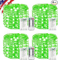 4 Pack Green Fairy Lights Battery Operated with Remote, Waterproof 20FT 60LED Cuttable Twinkle Lights with Timer Indoor Outdoor, String Light for Bedroom, Classroom, Wedding, St. Patrick's Day Décor