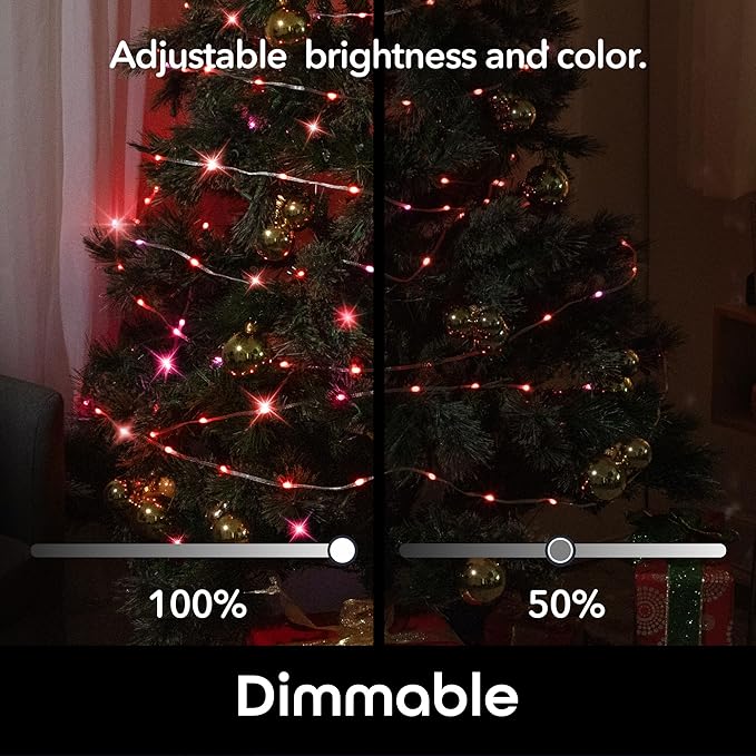 Geeni Smart Fairy Lights 16.4ft 50 LED, Advanced Color Flow LED Strand with Wi-Fi Voice Control, Schedule Timers for Lights and Devices, Compatible with Alexa & Google Home