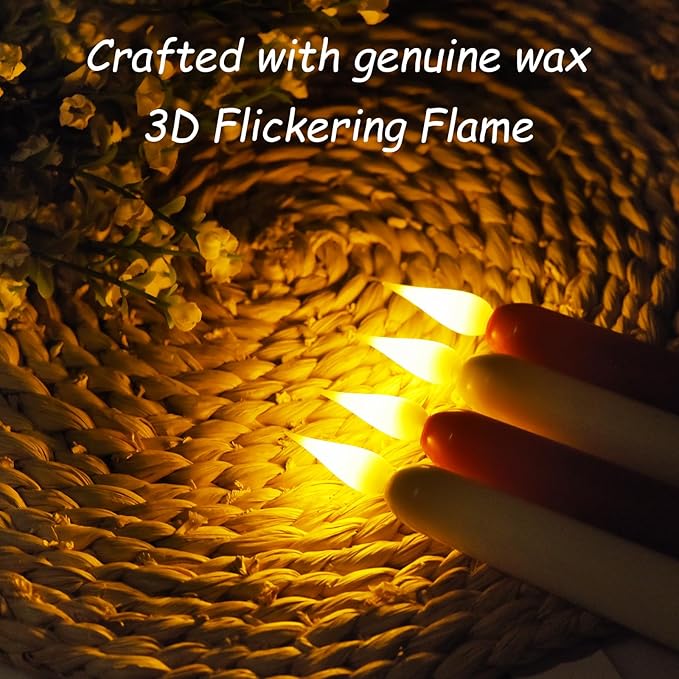 Flameless Taper Candles with Remote Control,3/6/9/12/15pack Plastic LED Candles, Flickering Battery Operated, 9.2'’Classic Tall Candle for Wedding, Party,Christmas,Home Decor (15PACK, Red)