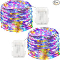 Twinkle Star 33FT 100 LED Silver Wire String Lights Fairy String Lights Battery Operated LED String Lights for Christmas Wedding Party Home Holiday Decoration, Multicolor 2 Pack