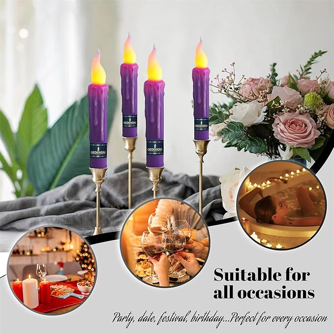 Flameless LED Taper Candles with Remote - 6" Battery Operated Taper Candlesticks, Flickering Dripless Window Candles for Mother’Day Wedding Centerpiece Home Decor & Party,4 Pack