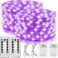 2 Pack Battery Operated UV Blacklight, 16.4ft 2835 LED UV Lamp Beads 8 Modes Flexible Black Lights Fixtures Fairy String Lights with Remote for Fluorescent Party Stage Body Paint Halloween Décor