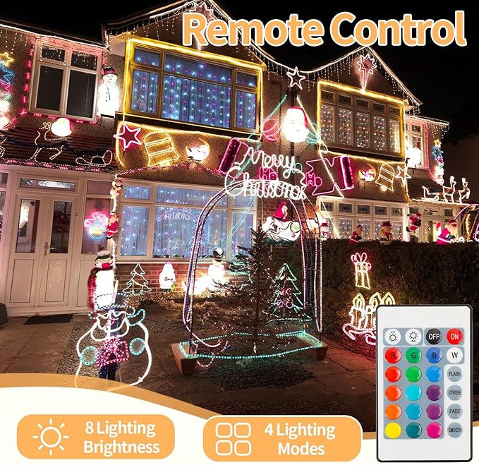 150 FT Waterproof Led Strip Lights for Outdoor Indoor, Cool White, Warm White, Blue, 16 Multiple Color Changing Led Light with Remote Control (150 feet)