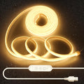 Aclorol COB LED Strip Light 10FT Warm White 3000K IP67 Waterproof LED Strip Lights 5V USB Powered Dimmable Tape Light with Timer for Bedroom Bookshelf Wardrobe Shower Niche Lighting DIY Lighting