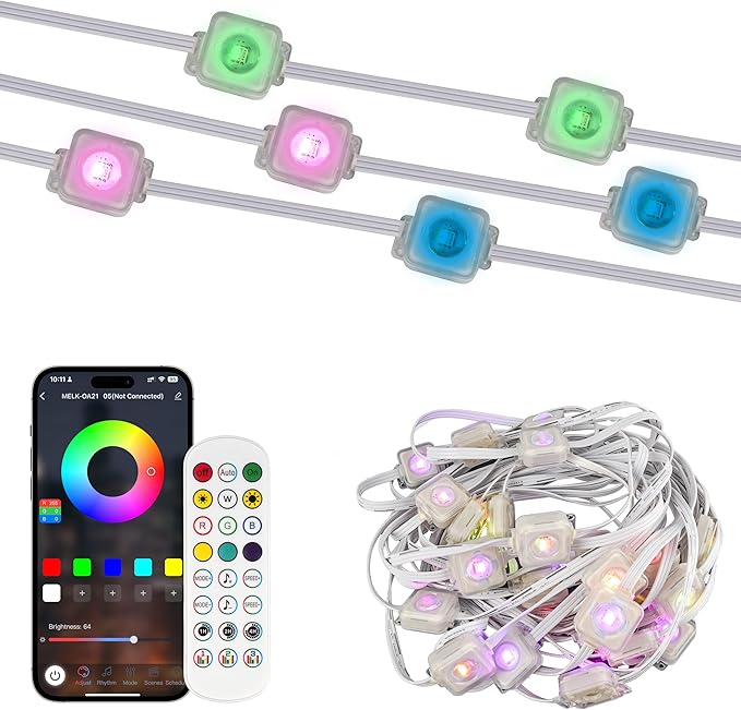 RGBIC LED Wall Lights, Smart Hexagon Panels with Music Sync, App-Controlled for Gaming Room, Home Decor & DIY Setup (50FT, 30 LED)