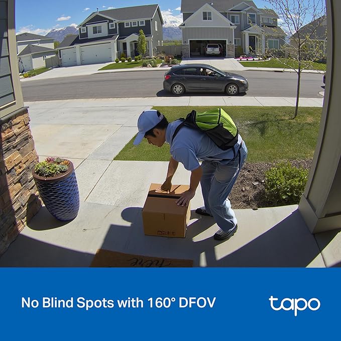 Tapo 2K Wired Smart Video Doorbell - 160° Ultra-Wide View, Person Detection, 2-Way Talk, Ring Call, Night Vision, Subscription-Free Local Storage or Optional Cloud, Compatible with Alexa, D205