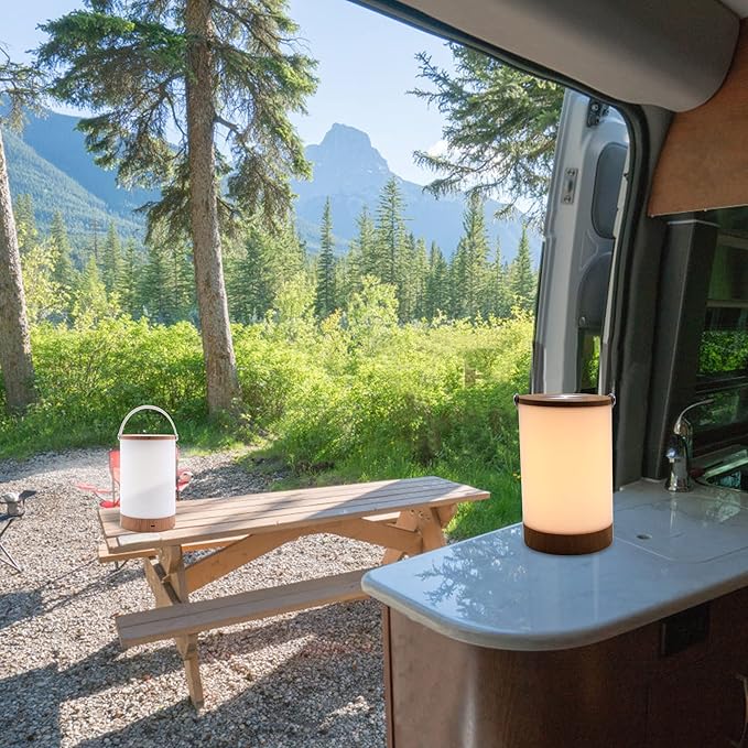 Facon LED Portable Lantern with Touch Dimmable Switch, Rechargeable Battery-Operated Cordless Lamp for Outdoor Camping, Bedside Lamp for Nightstand, Warm White Light
