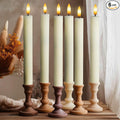 12 Pack, 10" LED Flameless Ivory Fluted Ribbed Grooved Taper Candles with 2 Remotes & 24h Timer Memory, On/Off Button, Dimmable, Flicker Mode, Battery Operated, Christmas Menorah Wedding
