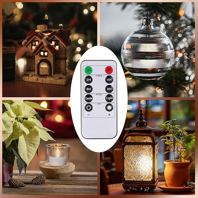 TSLVIC LED Tea Light Remote Control Candle,Flickering Flameless LED Candle,Long Lasting,Battery Operated with Timer for Home Decoration Seasonal &Festival Celebration WarmWhite (24pcs)