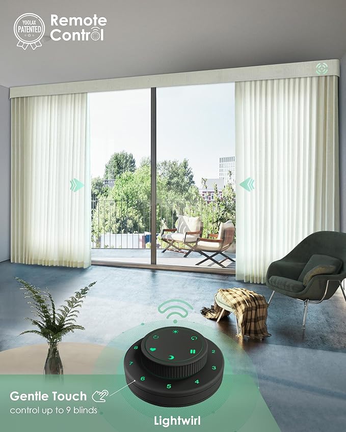 Yoolax Smart Retractable Curtain Compatible with Alexa and Google Home, Motorized Curtain Hardwired with Remote Customized Size (White)