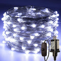 RUICHEN Plug in Fairy Lights with Switch, Waterproof 33 Ft 100 LED Silver Wire Starry String Firefly Lights for Christmas, Easter, National Day, Parties, Wedding, Vases, Craft, Cool White