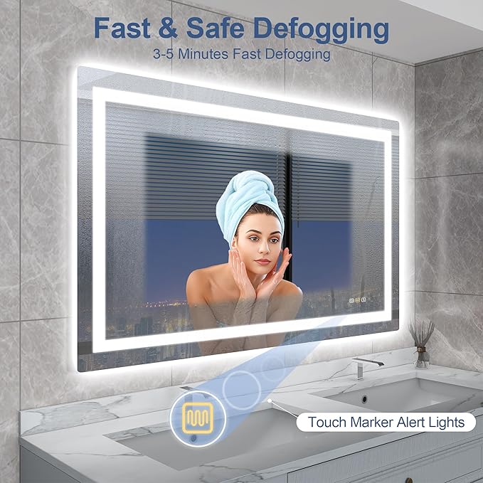 STARLEAD Led-Bathroom-Mirror-with-Lights, 24"X32" Wall-Mounted with 3 Colors Dimmable Light, Bluetooth Speaker, Anti-Fog, Memory, Tempered Glass, Front & Backlit (Horizontal/Vertical)