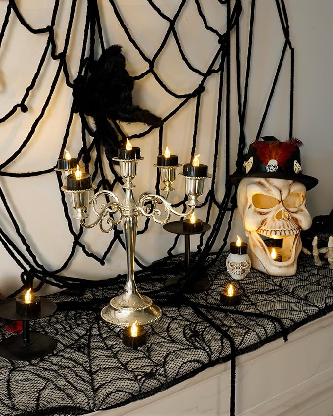 Amagic 30 Pcs Black Flickering Flameless Tea Lights Battery Operated, LED Holiday Fake Candles, 200+ Hours Long Lasting Colored Candle for Halloween, Pumpkin, Ofrenda, Christmas, Party, Home Decor