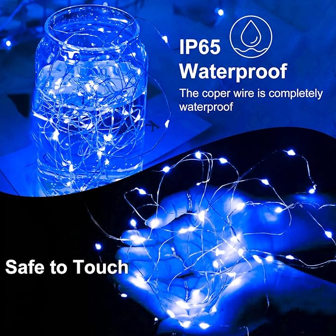 8Pack Fairy Lights Battery Operated, 7ft 20 LED 3 Modes Speed Twinkle Mini String Lights Waterproof Silver Wire Firefly Starry Lights for Mason Jars Wedding Party Christmas Decorations