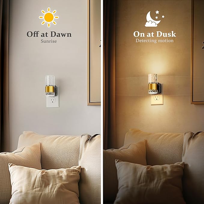 JandCase Night Lights Plug into Wall,Color Changing Night Light for Kids, 3000K+RGB 10-Color LED Nightlight with Dusk to Dawn Sensor, 10/50/100LM Adjustable Brightness for Rooms Home Decor