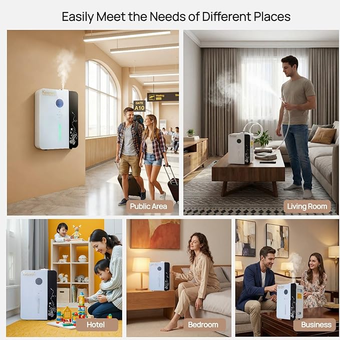 Kevinleo Scent Diffuser Machine WiFi Control for 7,500 Sq.Ft Large Spaces, 800ml Aromatherapy Nebulizing Waterless Diffuser Lasting-Long Fragrane,Essential Oils Diffuser HVAC for Office, Hotels