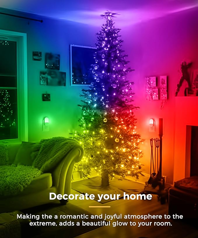 L LOHAS LED Night Light for Kids [2 Pack], 8-Color Changing Night Lights Plug into Wall, RGB LED Nightlights, Nightlight with Light Sensor, Cute Night Light for Bathroom Decor, Children Room,Gift