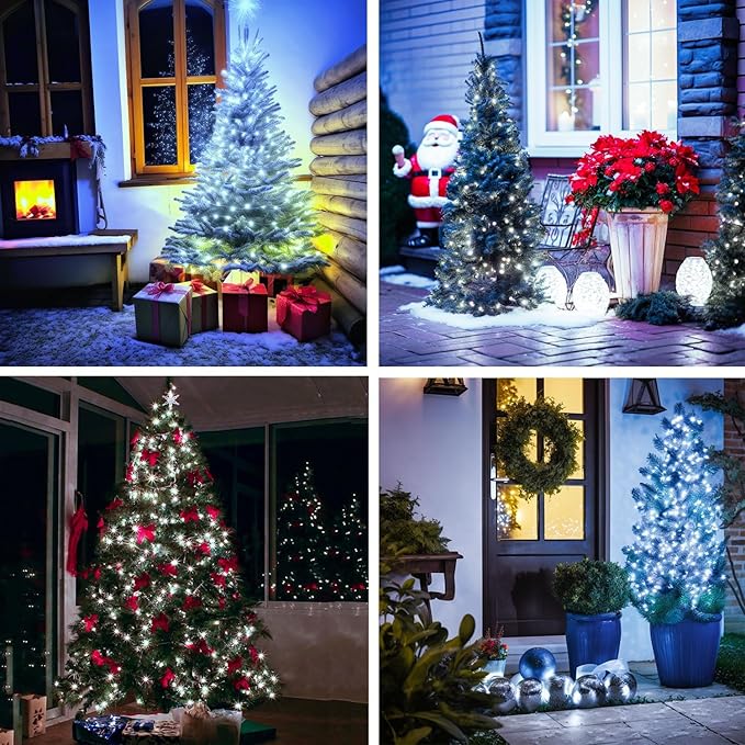 RUICHEN Plug in Fairy Lights with Switch, Waterproof 33 Ft 100 LED Silver Wire Starry String Firefly Lights for Christmas, Easter, National Day, Parties, Wedding, Vases, Craft, Cool White