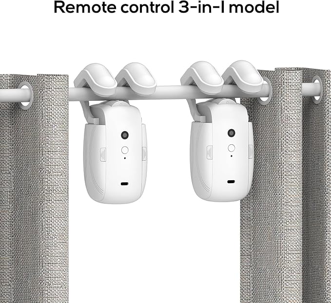 AutoDraw Pro Smart Curtain Opener (2 Pack): 45dB Ultra Quiet, 4000mAh(6 Months), Works with U/L Tracks+Roman Shades, Alexa/Google Home Compatible