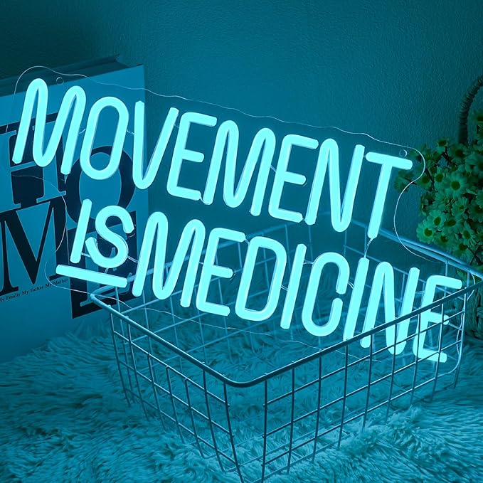 Movement Is Medicine Neon Sign for Wall Decor, Dimmable Gym Neon light, USB Powered Gym LED Light Up Sign for Sports Room, Party Bar,Fitness Club,Gym Wall Decor