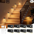 NIORSUN Motion Sensor Stair Lights Indoor, 8 Pack Rechargeable Wireless Step Lights with 3 Color Temperatures, 1200mAh Battery, Magnetic Base for Hallway, Closet, Bathroom, Black