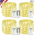4Pack 80FT 240LED Fairy Lights Battery Operated with Remote & Timer | 8 Modes Twinkle String Lights Battery Powered Indoor Outdoor Waterproof for Bedroom Wedding Classroom Christmas Décor, Warm White