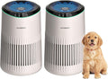 Air Purifiers for Bedroom Home for Smoke Pet Dander Odors, Air Purifier with Sleep Mode Small Air Purifier with Fragrance Sponge for Bedroom Office, Blue Ambient Light, 23dB Quiet, 2 Pack Ivory