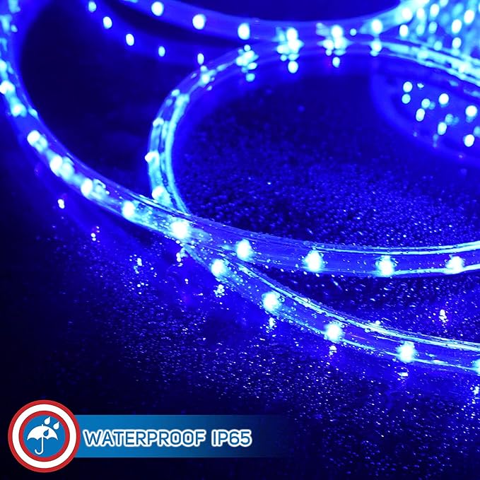 Russell Decor LED Rope Lights for Festival Holiday Party Wedding Seasonal Christmas Decoration Super Bright and Flexible Lights (Blue, 60ft)