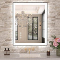 Amorho LED Bathroom Mirror, 24"x 32" with Black Frame, Front Light and Backlit(Controlled Separately), Stepless Dimmable, Anti-Fog, Shatter-Proof, 3 Colors, Memory