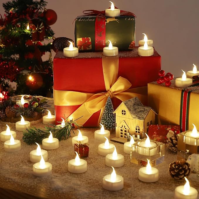 Topstone Flameless LED Candles with Remote Control - Warm White Flickering Battery Operated Candles, 400+ Hours Timer Function, 4H/6H/8H Auto-Off,Electronic Tea Lights for Home Decor, Wedding, Party