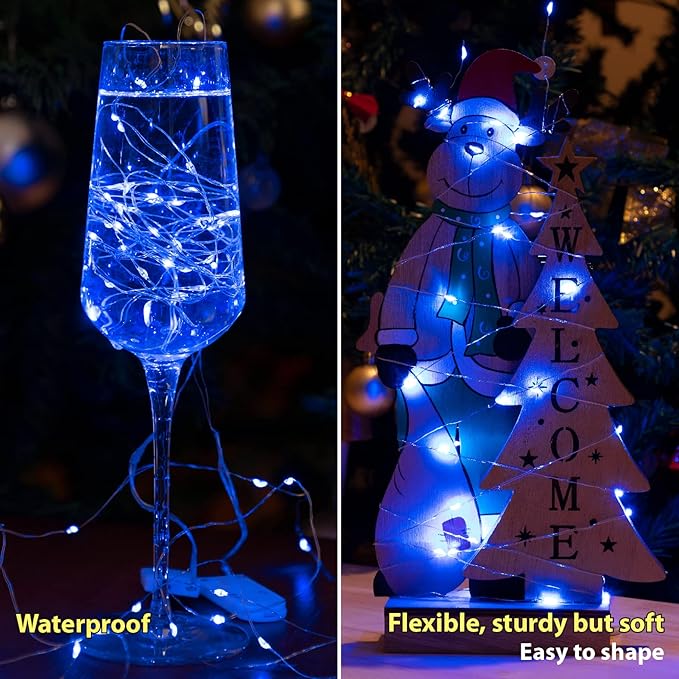 HXWEIYE 12 Pack Fairy Lights Battery Operated, 7ft 20LED Mini Twinkle String Light for Mason Jar DIY Wedding Table Centerpieces Party Bedroom Christmas (Blue)