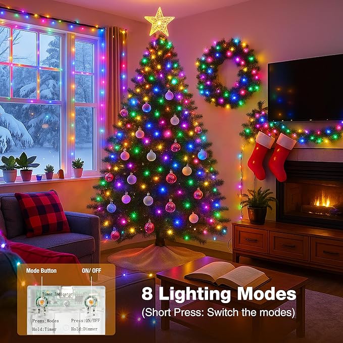 16FT 50 LED Fairy Lights Battery Operated with Timer, 8 Modes USB Mini Twinkle Light, Small String Lights for Christmas Tree Wreath Vase Bedroom DIY Party Decorations-Multi-Colored