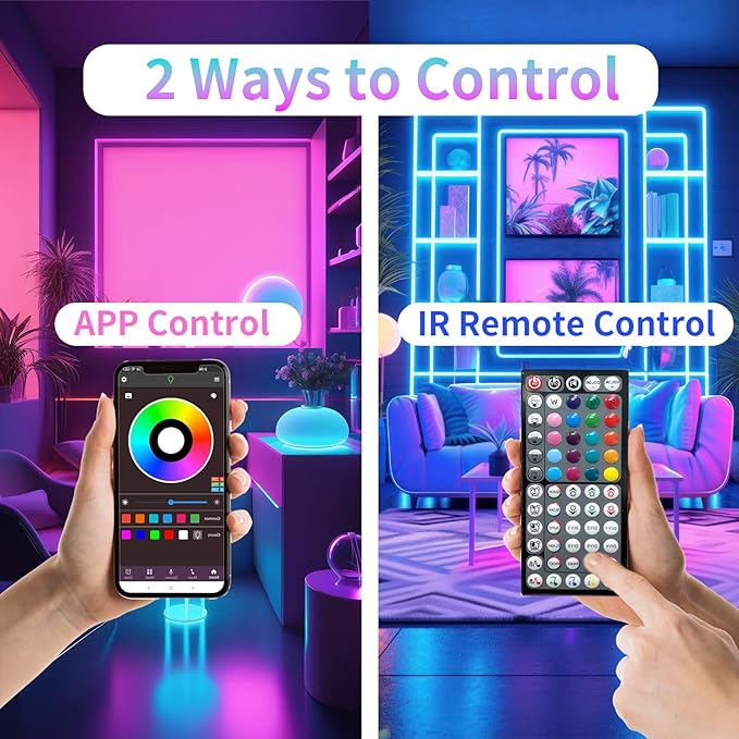 390FT LED Lights for Bedroom, RGB LED Strip Lights Music Sync Color Changing Effects, DIY Cuttable Led Light Strip with Remote and App Control Led Lights for Room Decor (4 Rolls of 97ft)