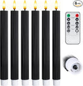 WYZworks 10" Fluted Ribbed LED Black Grooved Pillar Candles, Remote & 24h Timer Memory, On/Off Switch - Flameless Dimmable Battery Operated w/Flicker Mode, Home Wedding Decor (6 Pack)