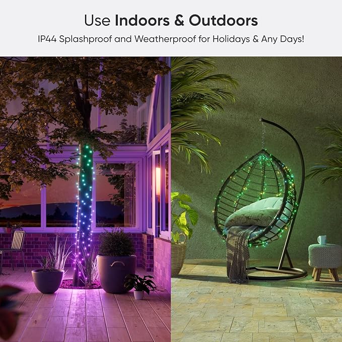 Nanoleaf Smart String Lights, 300 LED RGBW Indoor Christmas Lights, Matter Bluetooth & WiFi Multicolor LED Lights, App & Voice Control, Works with Apple Home, Google Home