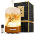 Hand Blown Glass Essential Oil Diffuser, 100ml Small Ultrasonic Aromatherapy Mist Maker for Home, Bedroom, Office, Auto Shut-Off, Cool Mist Humidifier with Warm White Light