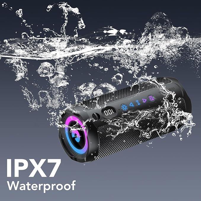 Portable Bluetooth Speaker, Bluetooth 5.4 Speaker,30W Dual Speaker with LED Display, Deep Bass, 30H Playtime, Colorful RGB Lights, IPX7 Waterproof,TWS pairing for Outdoor/Home/Party/Travel,Gift Ideas
