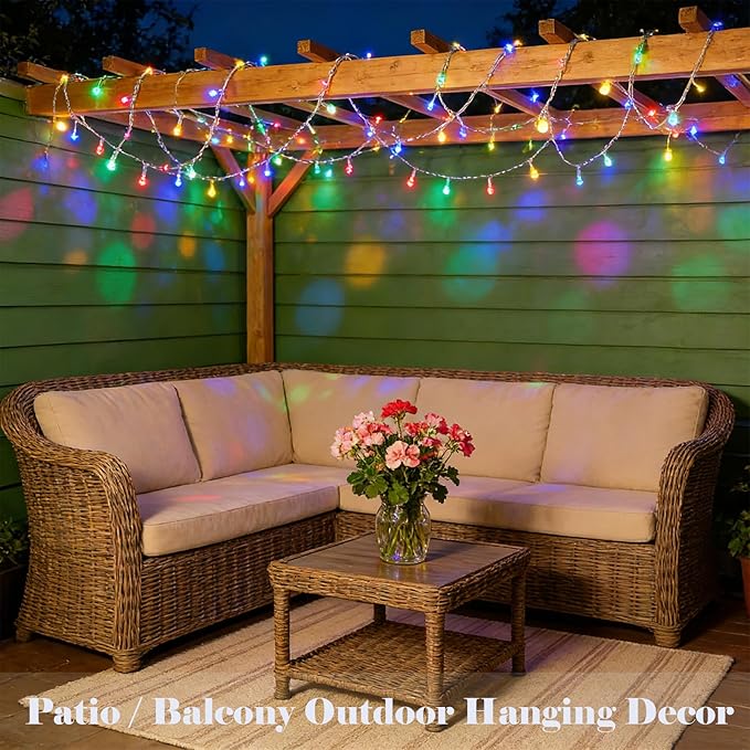 Pastel Easter String Lights, Multicolor Plug in Christmas Lights with 33ft Clear Wire 100 LEDs & 8 Modes for Christmas Tree, Bedroom, Patio and Parties Indoor Outdoor Hanging Decor (Colored)