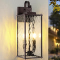 18” Large Oil Rubbed Bronze Outdoor Lighting 1 Pack, 2-Light Bulb Water Ripple Glass Exterior Light Fixture Brown Wall Sconce Outside Light for House IP65 Waterproof Front Porch Lantern, E12